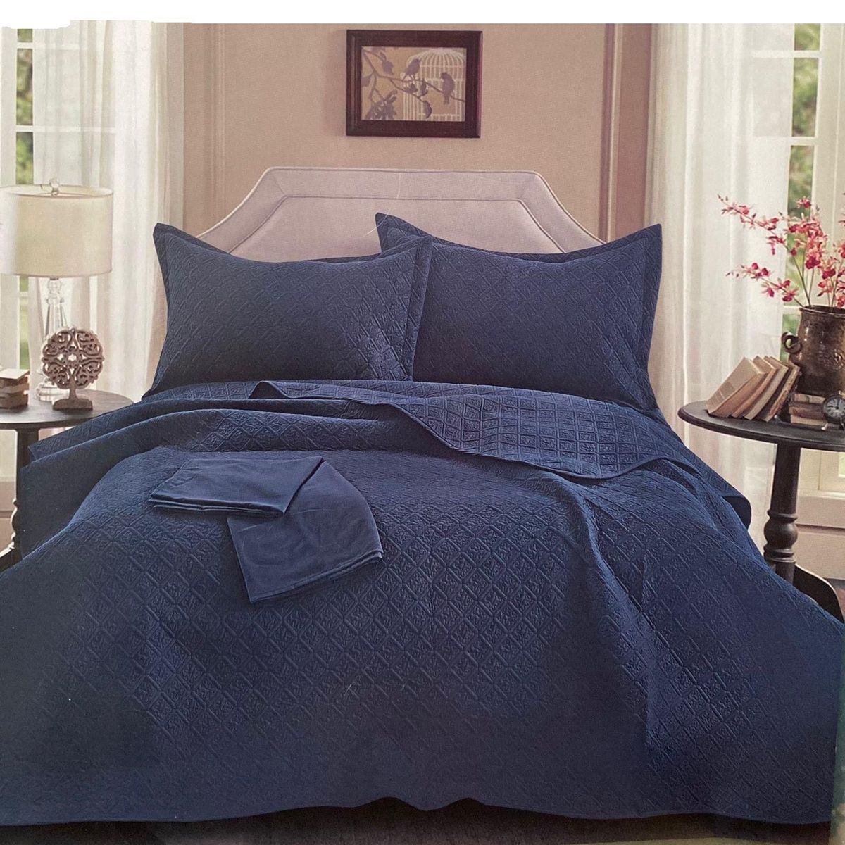 MINGDA - Set De Cubrecama Queen + Sabanas + Fundas 5 Piezas 100% Algodón