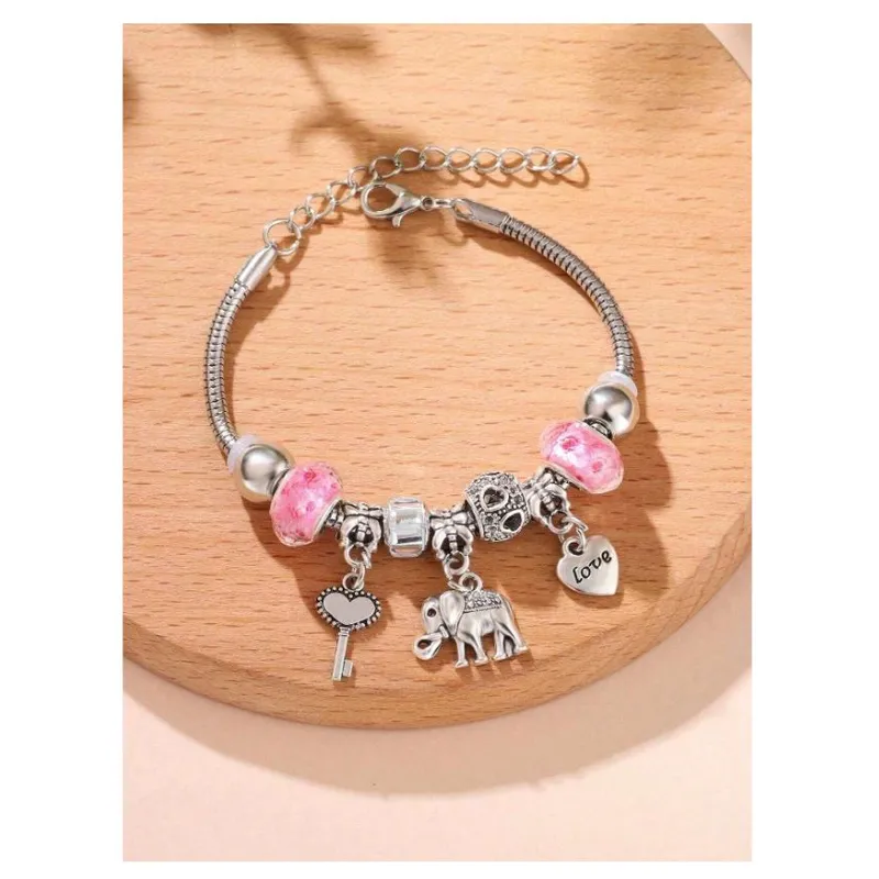 GENERICO - PULSERA TIPO PANDORA DE ACERO INOXIDABLE CON CHARMS