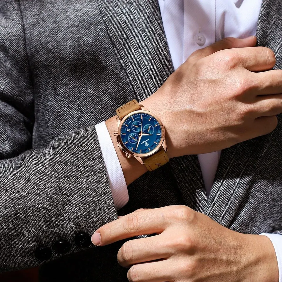 GENERICO - Reloj POEDAGAR para Hombre - Elegante - Cuero_.