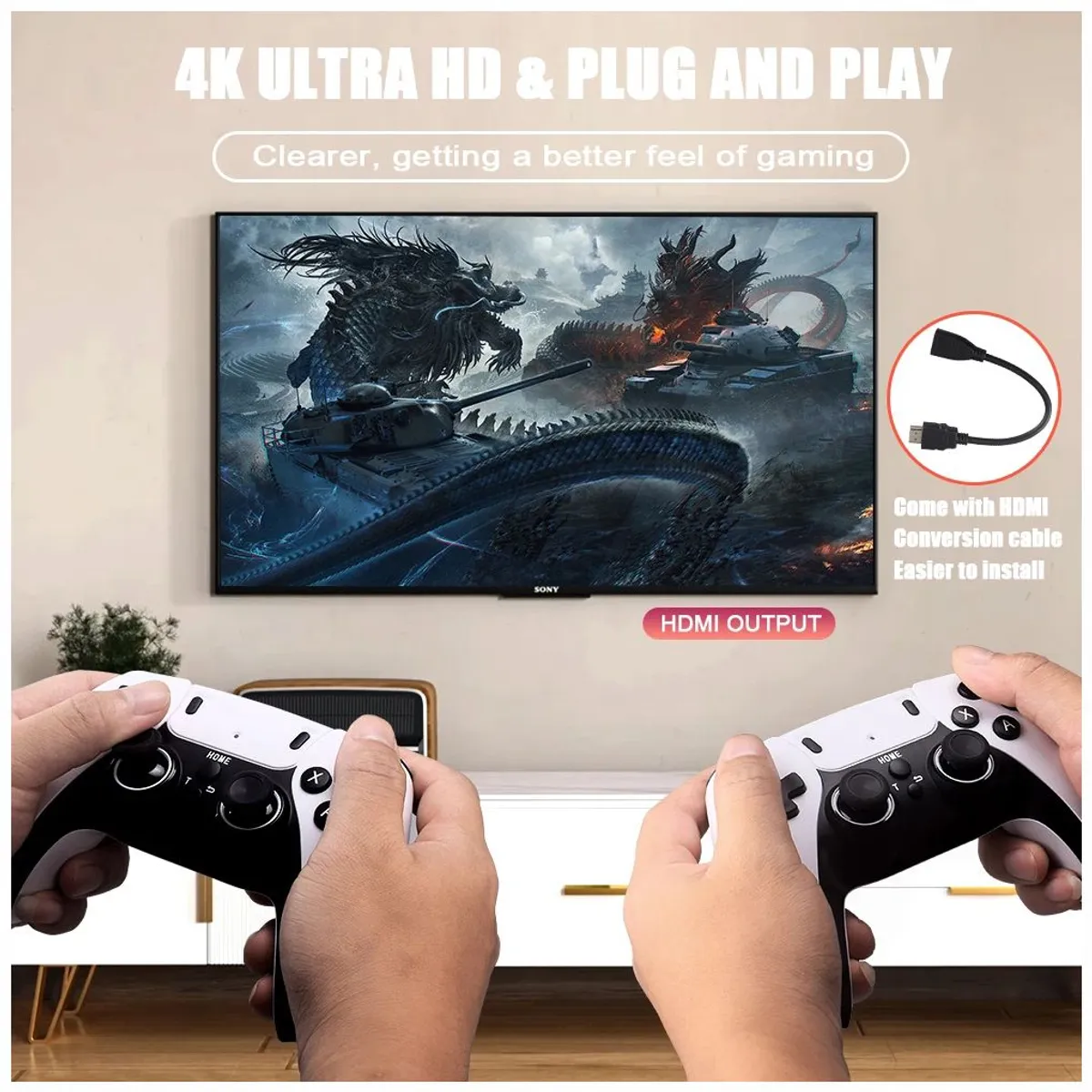 CORRERREY - Consola Stick de videojuegos mando inalámbrico doble de 37000 juegos