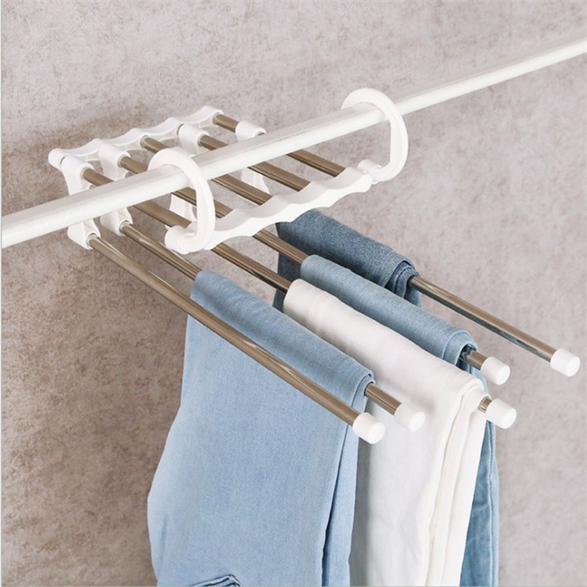 KAST PE - Organizador Colgador de Pantalones 5 en 1 - Blanco