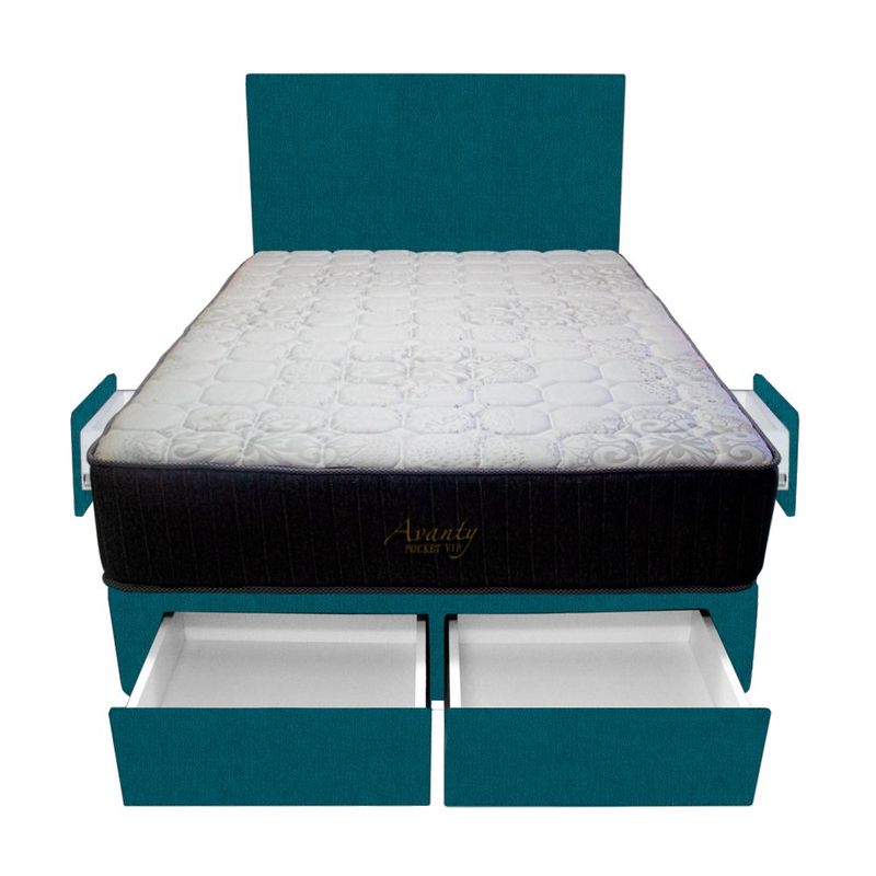 BARAKA HOME - Dormitorio Pocket Vip + 4 Cajones 2 Plz + Cabecera - Cobalto