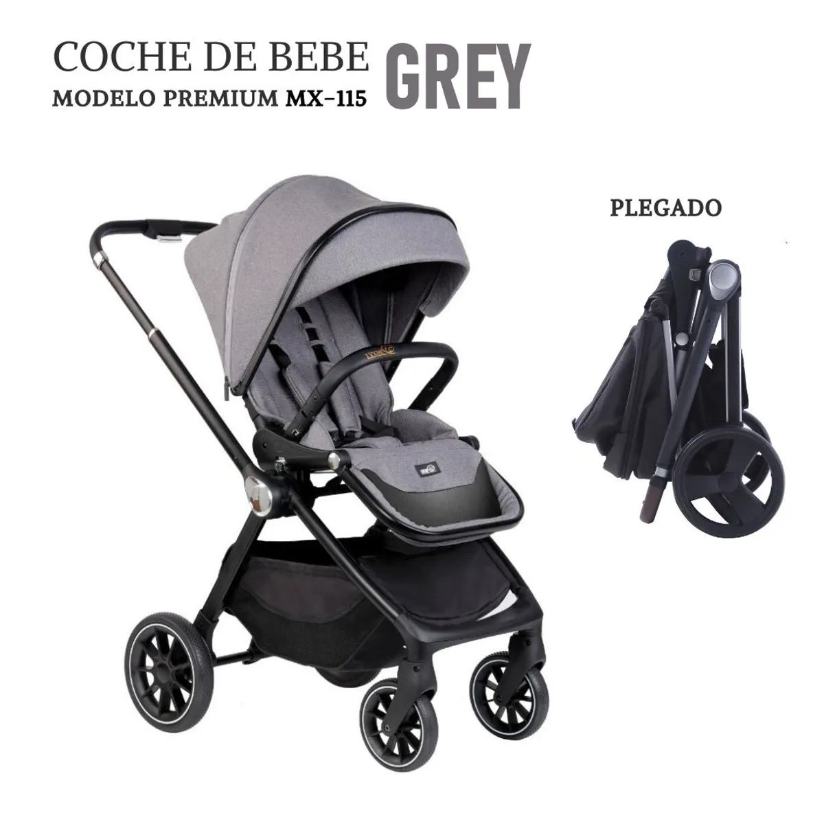 GENERICO - COCHE PARA BEBE MX-115 PREMIUM GRIS