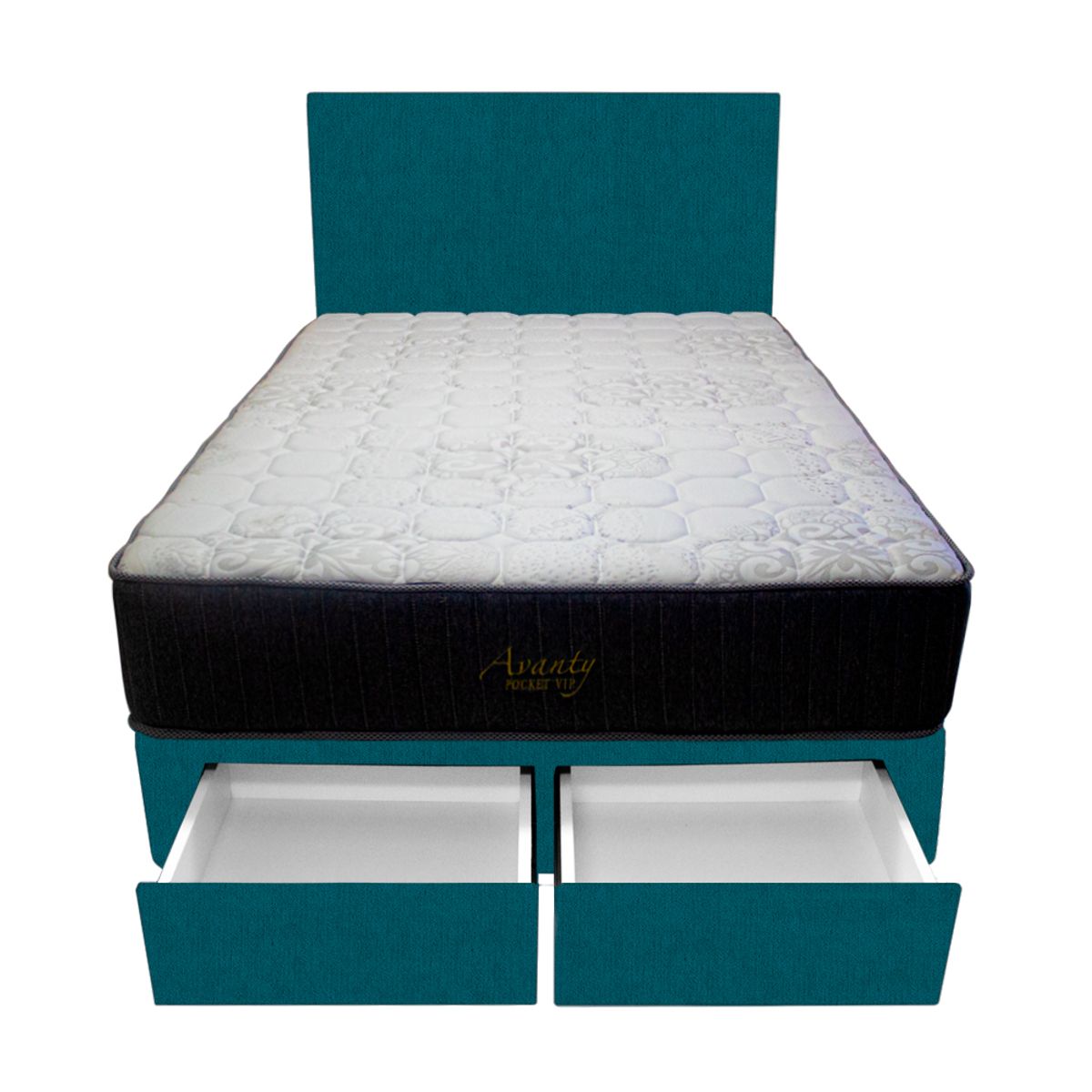 BARAKA HOME - Dormitorio Pocket Vip + 2 Cajones 1.5 Plz + Cabecera - Cobalto