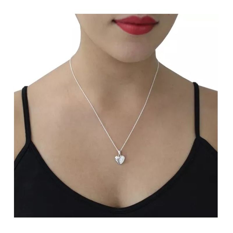 OEM - Collar Mujer Corazón Bombeado Fino Acero Inoxidable x DIA DE LA MADRE