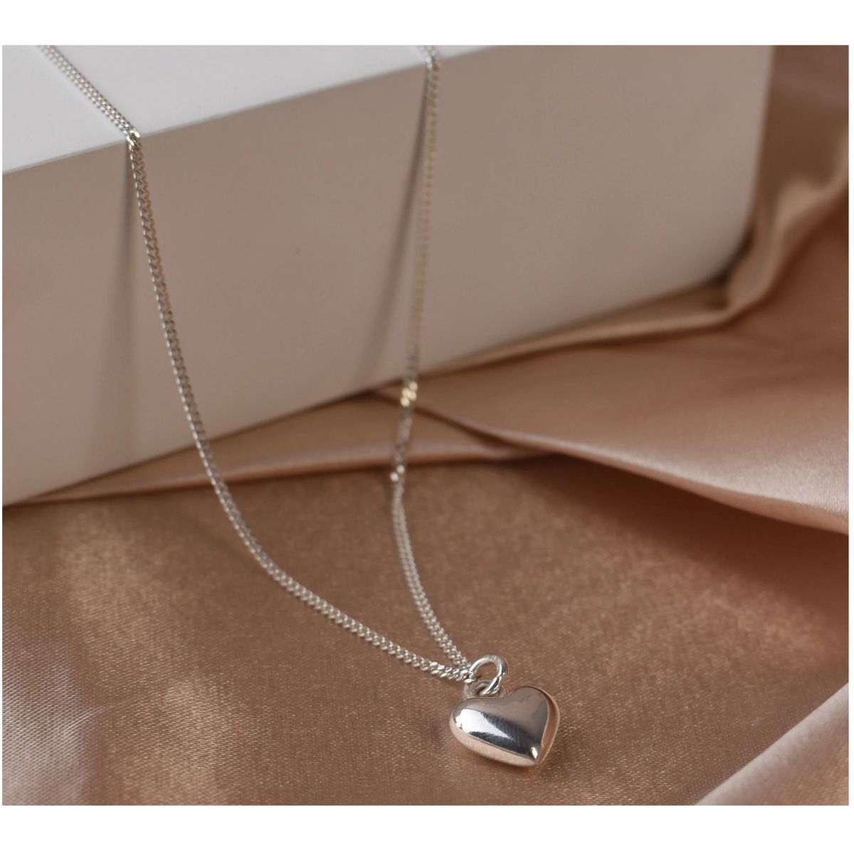 OEM - Collar Mujer Corazón Bombeado Fino Acero Inoxidable x SAN VALENTIN