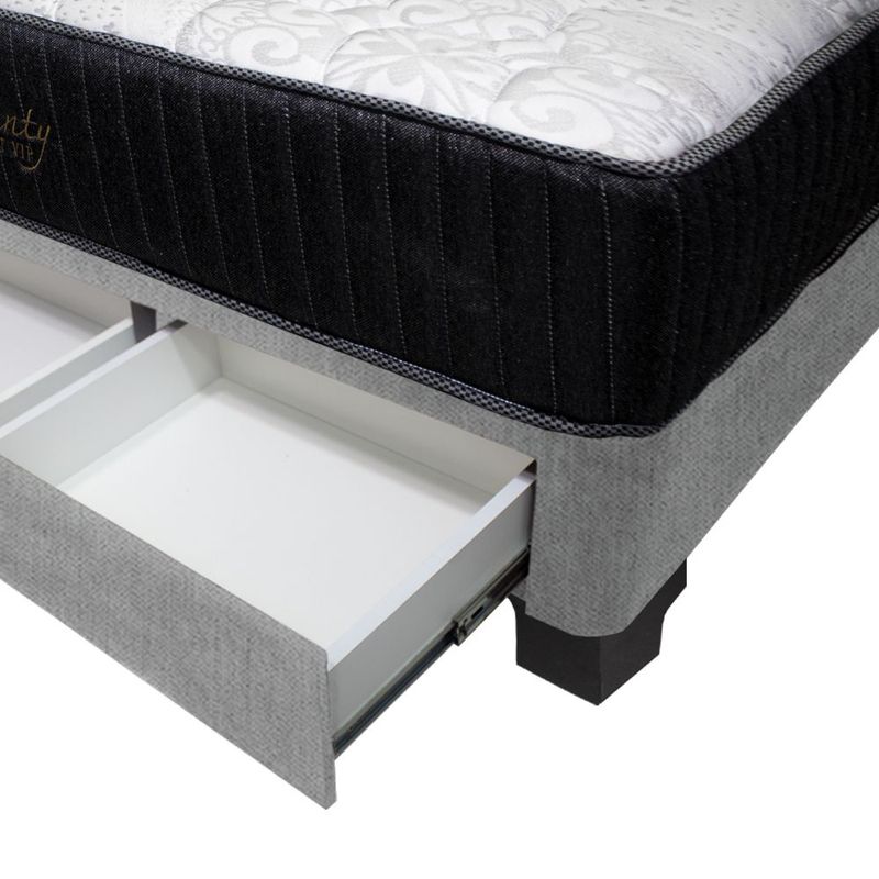 BARAKA HOME - Dormitorio Pocket Vip + 4 Cajones 2 Plz + Cabecera - Gris Claro