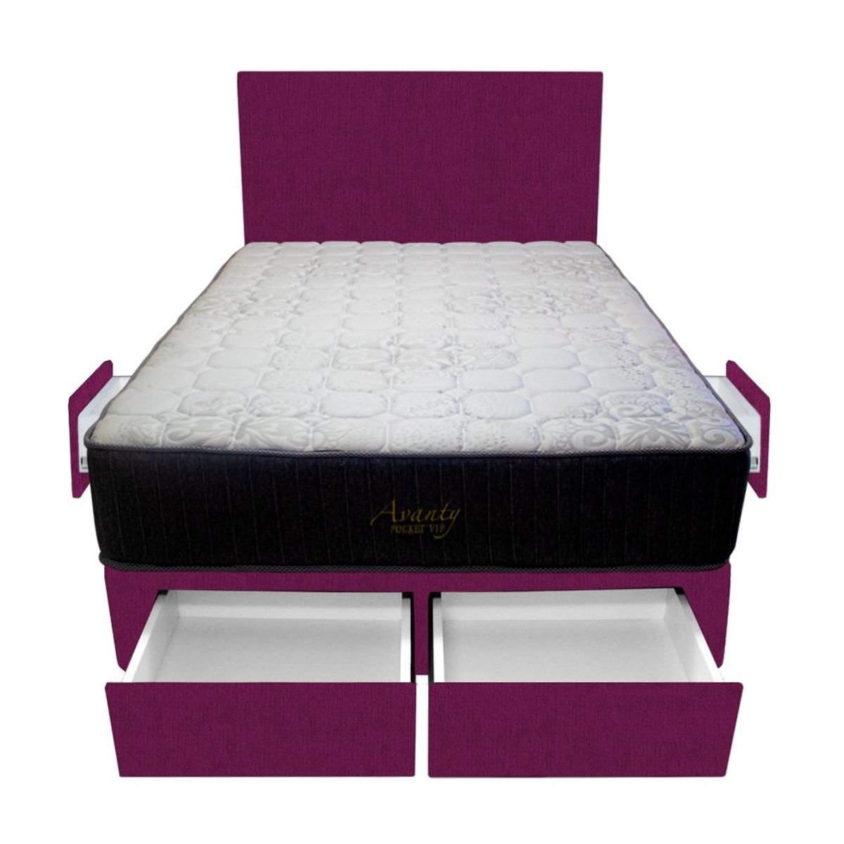 BARAKA HOME - Dormitorio Pocket Vip + 4 Cajones 2 Plz + Cabecera - Purpura
