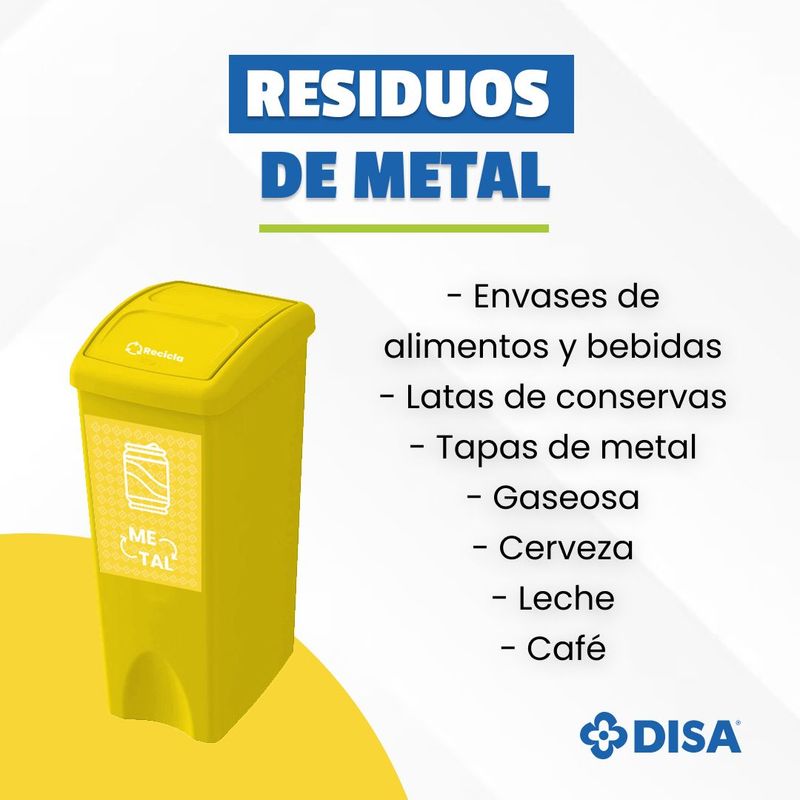 DISA SOLUCIONES ECOEFICIENTES - Papelera para Reciclaje de Metales 53L Amarillo