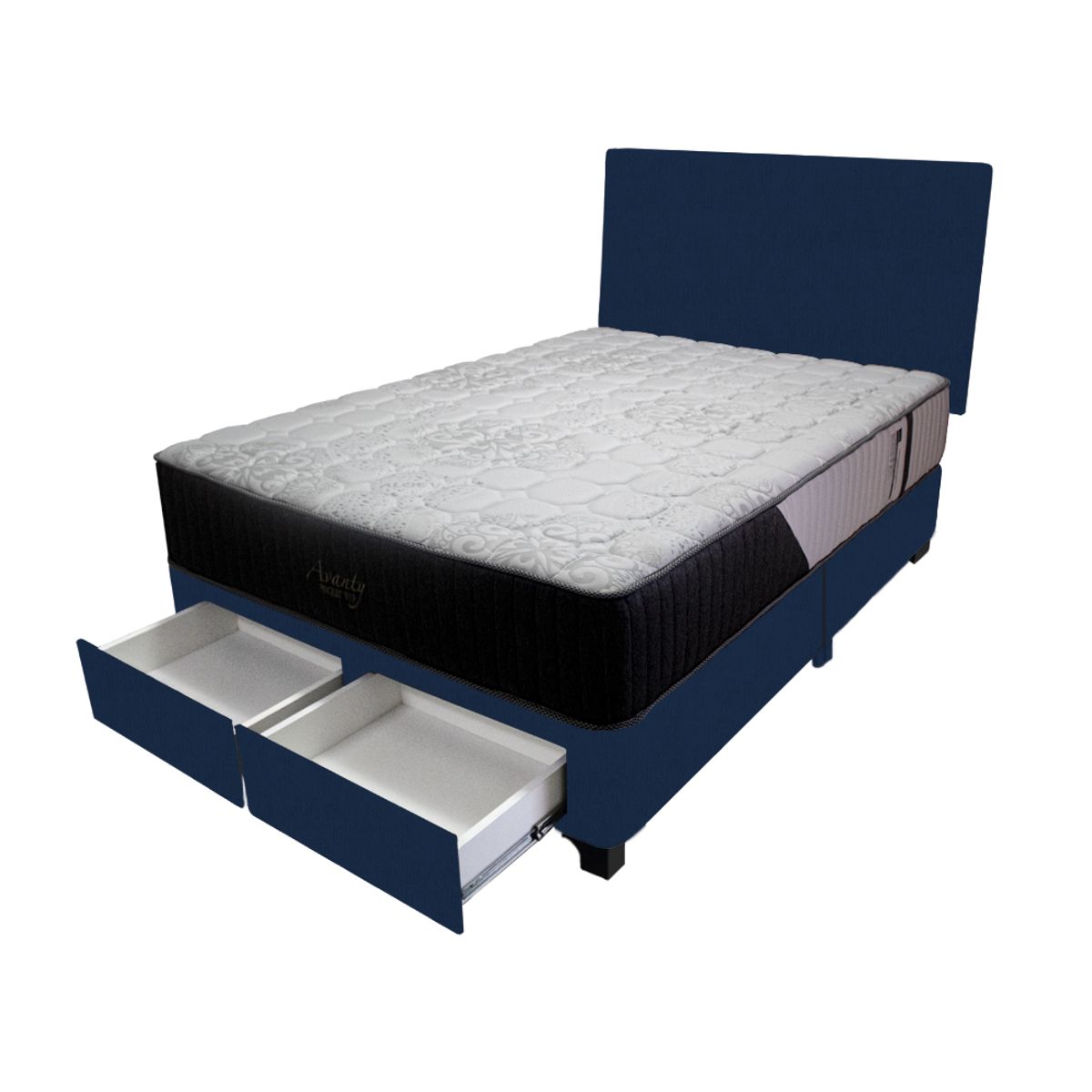 BARAKA HOME - Dormitorio Pocket Vip + 2 Cajones 1.5 Plz + Cabecera - Azul Marino