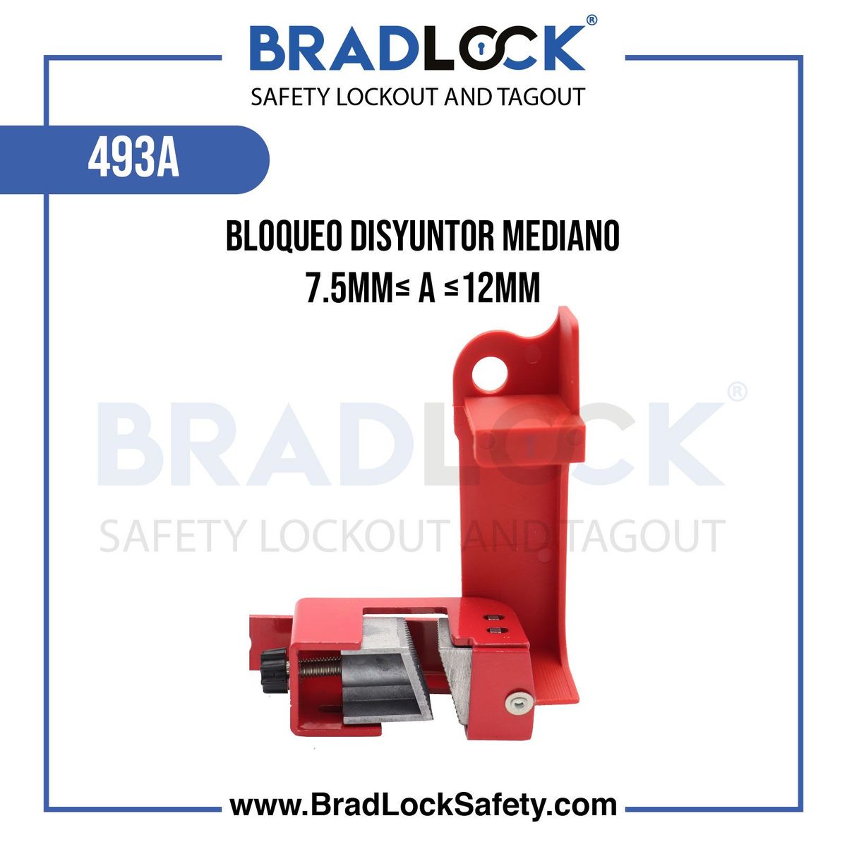 BRADLOCK - Bloqueo para disyuntor mediano con palanca simple 75mm≤ a ≤12mm