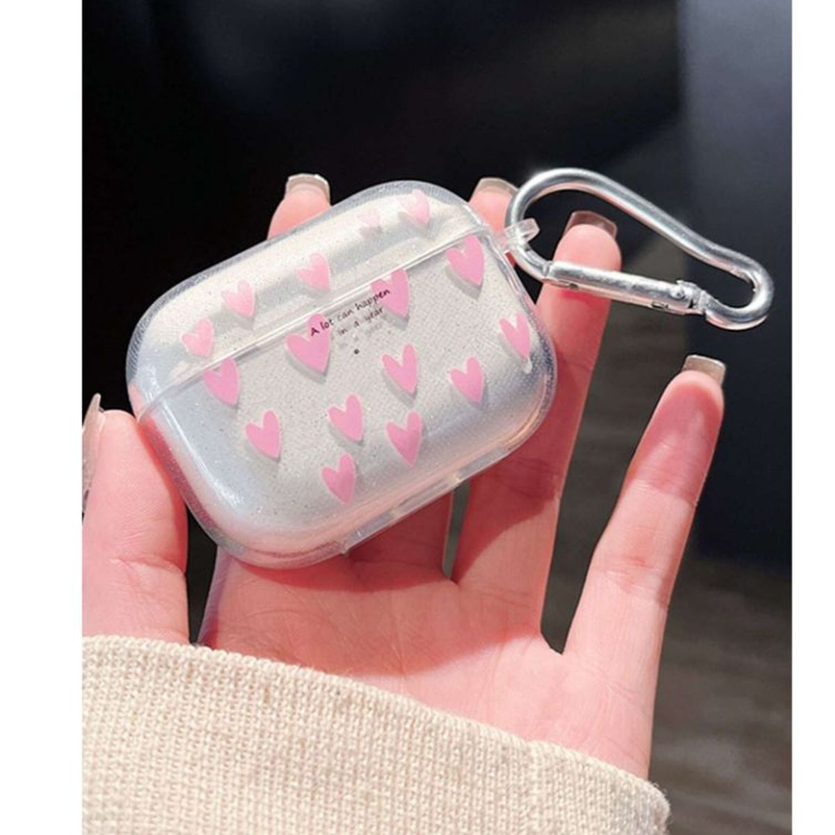 GENERICO - CASE PARA AIRPODS PRO DE CORAZON ROSA BRILLANTE