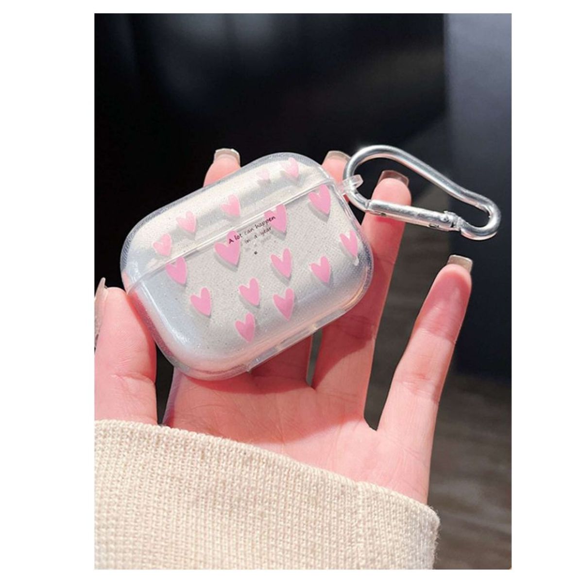 GENERICO - CASE PARA AIRPODS PRO DE CORAZON ROSA BRILLANTE