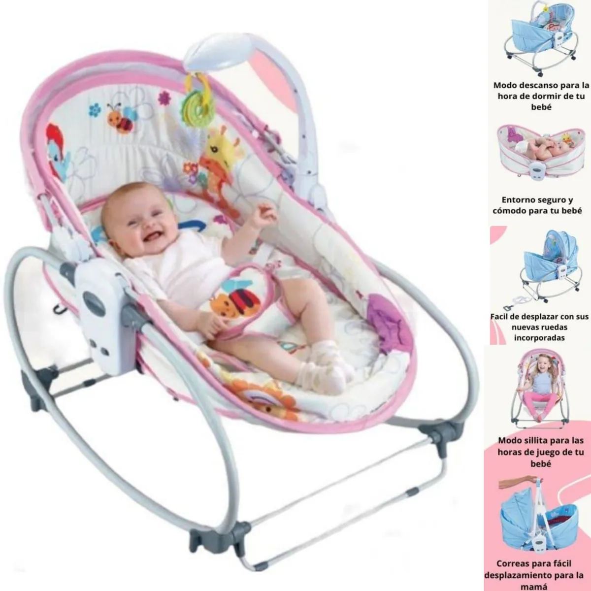 IDEAL - Mecedora para bebé Versatile 6 en 1 Rosado