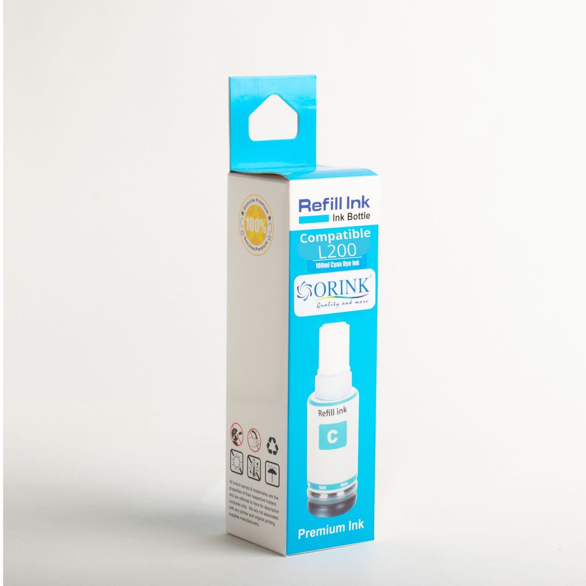 GENERICO - Tinta Compatible ORINK para serie L200 o 664 Cyan 100 ml