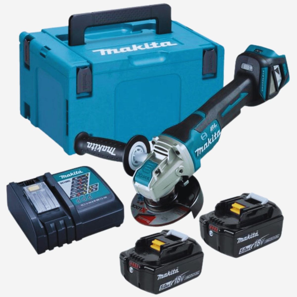 MAKITA - Amoladora Angular 4 1/2" X-LOCK 18V LXT BL 2 Bat+Carg Makita DGA469RTJ