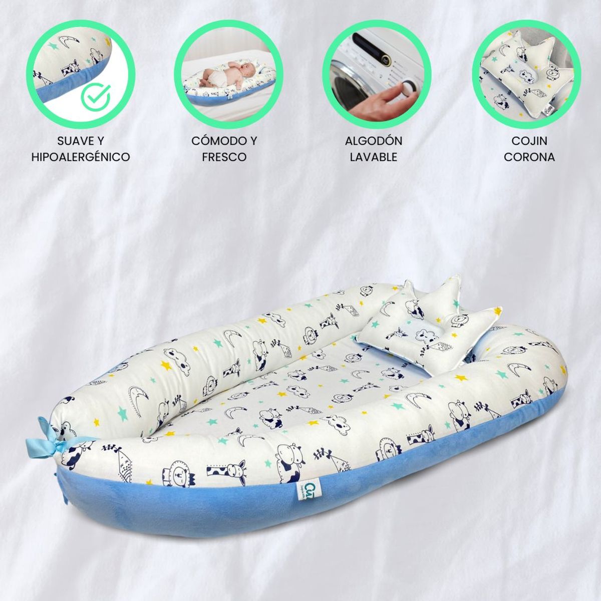 CUZKA - Nido Colecho para Bebé «KING» Ligth Blue