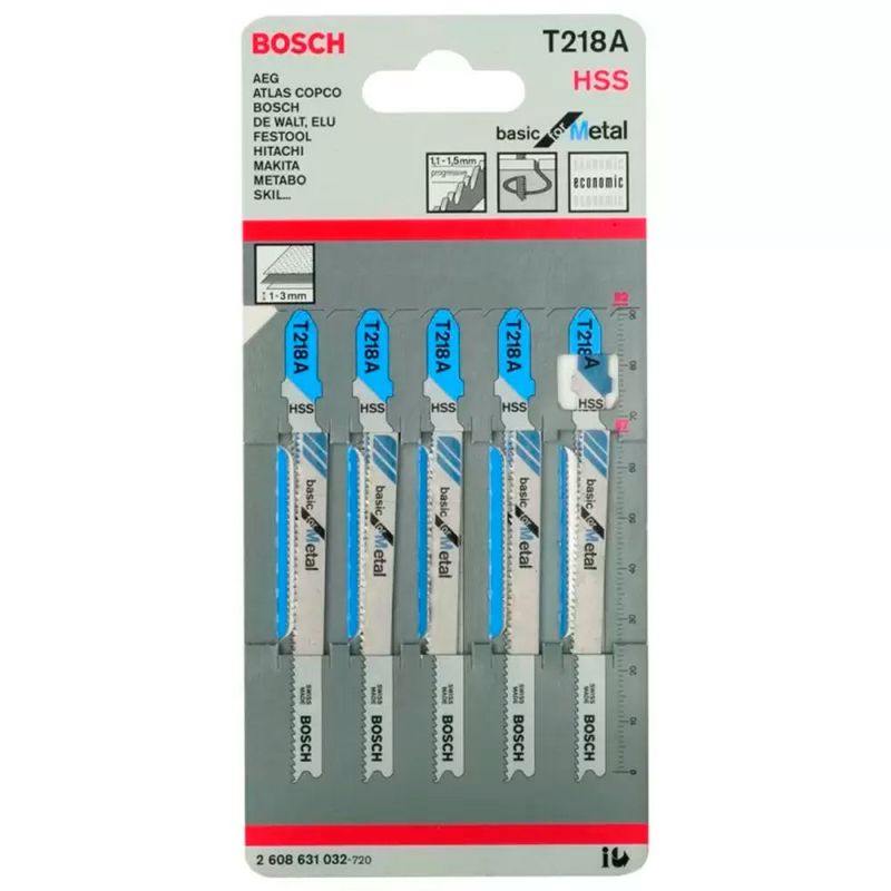 BOSCH - Set de 5 Hojas de Calar Bosch T218A Corte Metal