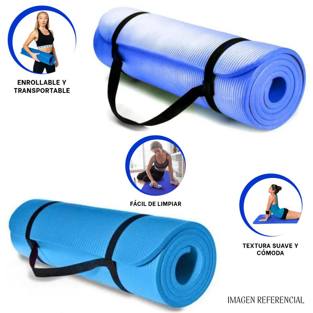 GENERICO - Mat de Yoga 10 mm con Elástico Portátil