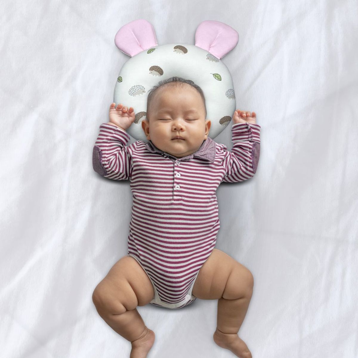 CUZKA - Almohada Anti cabeza Plana para Bebé «OREILLE» Pink