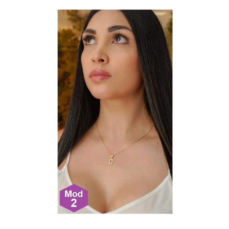OEM - Collar Mujer Letra C Inicial Fino Acero Inoxidable x Navidad
