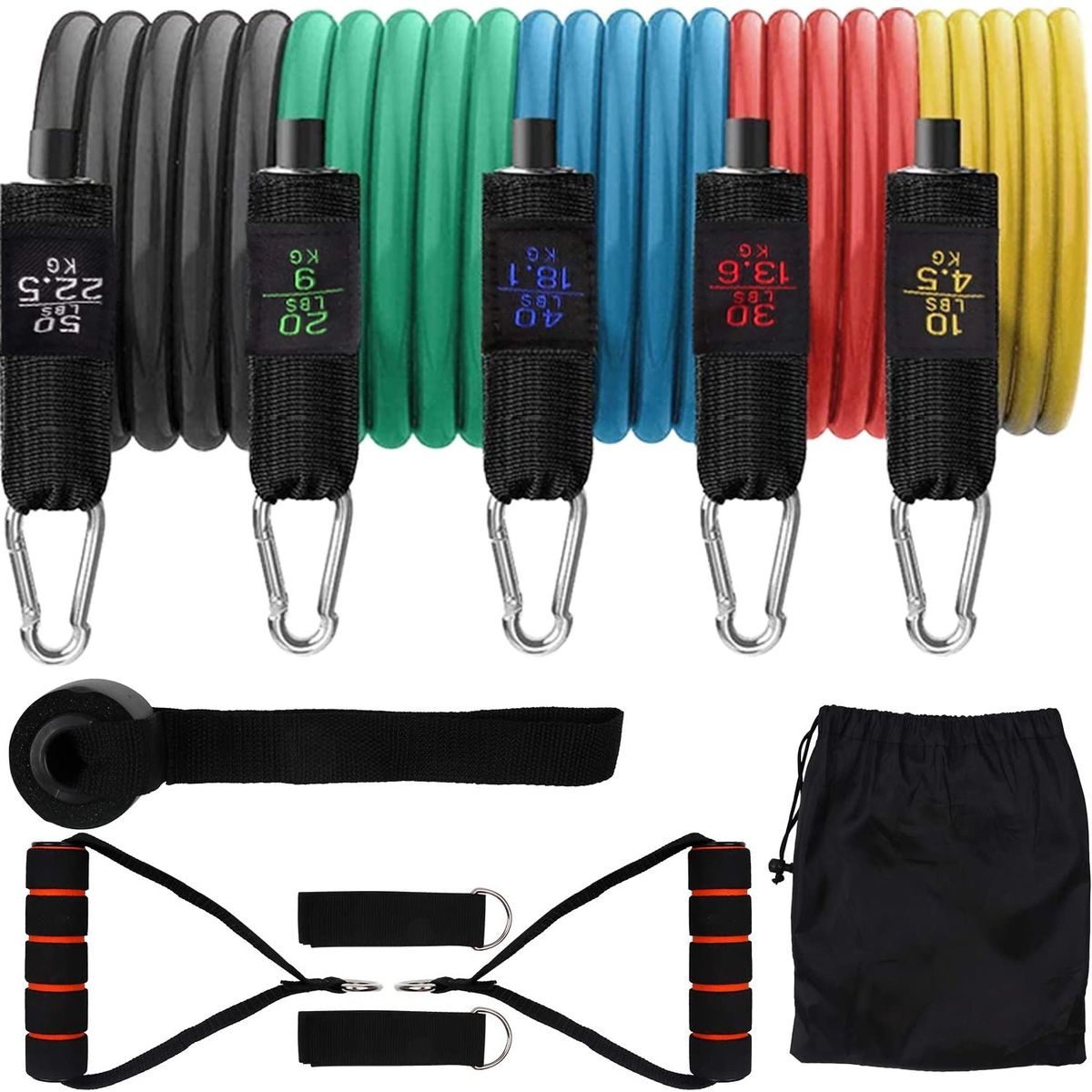 GENERICO - Set de 5 Ligas de Resistencia 100 LB Profesionales