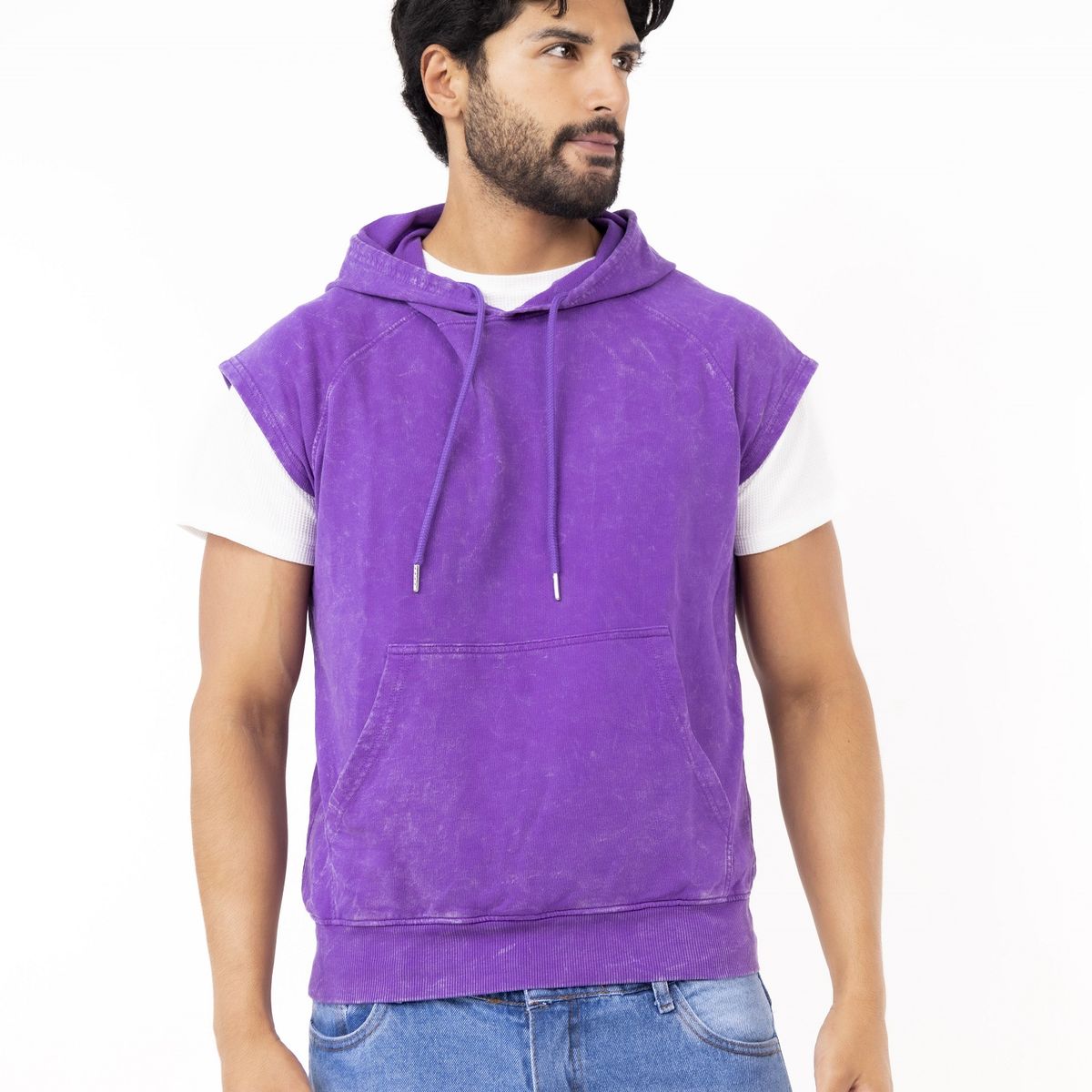 NEW YORK STARS - HMusculosas con capucha-Acid Wash-Morado