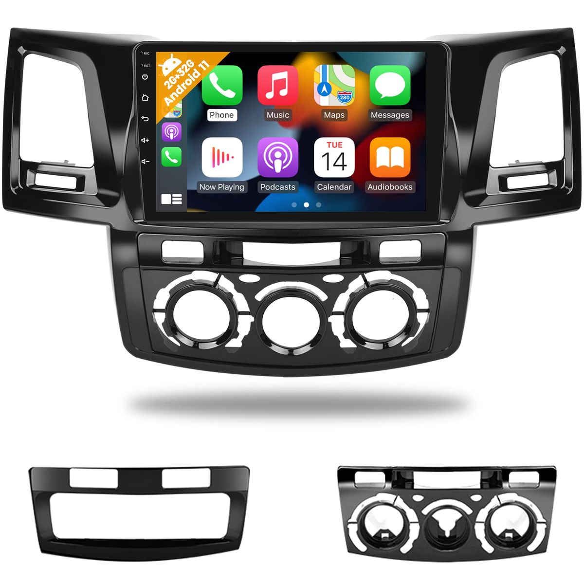 GENERICO - Autoradio Toyota Hilux Vigo AC Manual 2005-2014 +Cámara Full HD