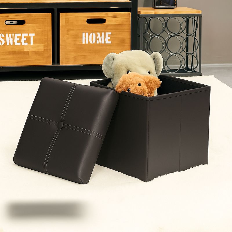 GENERICO - Taburete Puff Baul reposapiés asiento acolchado 30x30 GRIS