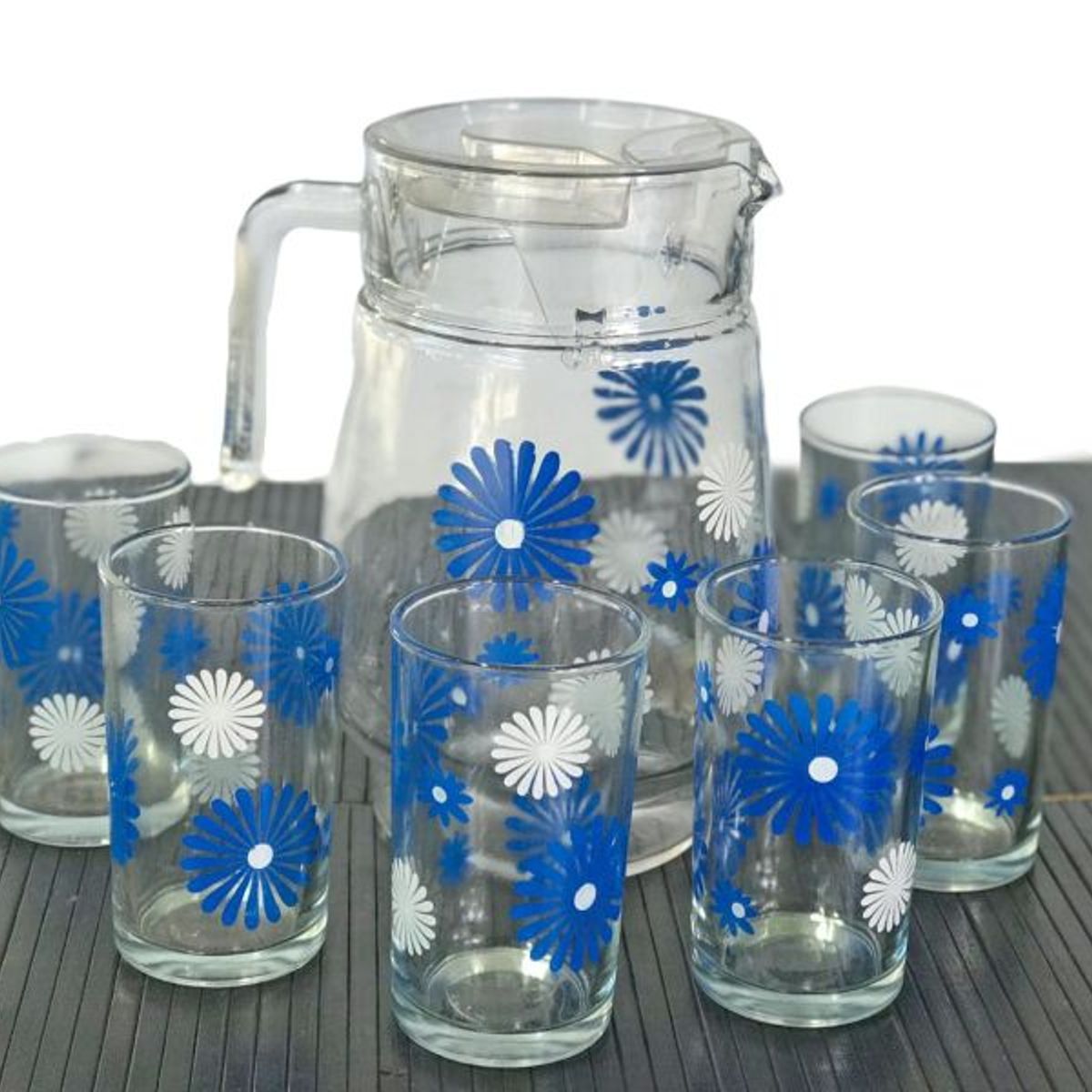 GENERICO - jarra con vaso juego de 6 vasos y jarra con diseño