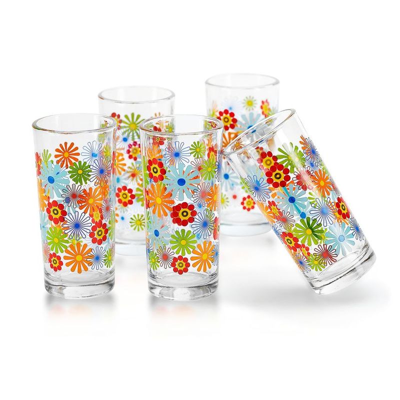 GENERICO - Set de 6 Vasos de Vidrio Diseño frutas o flores
