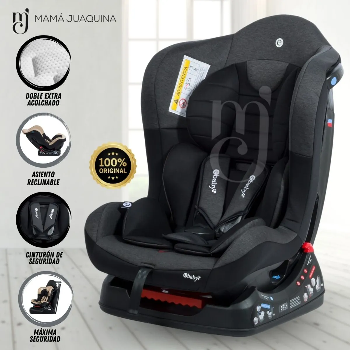 EBABY - Silla de Auto Reclinable «MASI» Dark Gray