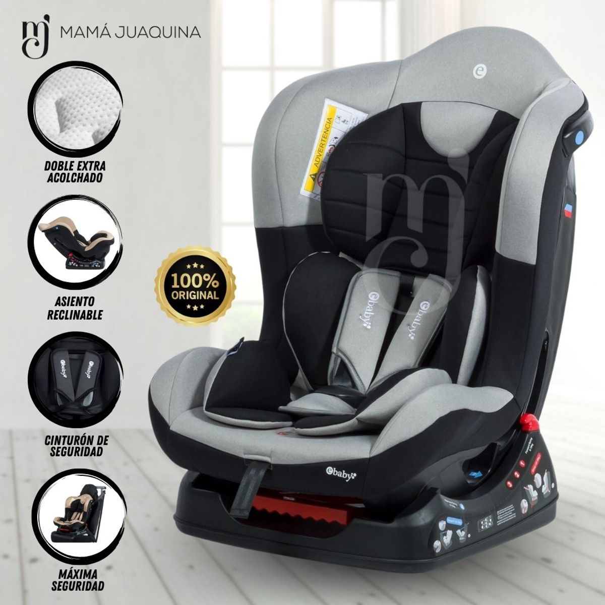 EBABY - Silla de Auto Reclinable «MASI» Light Gray