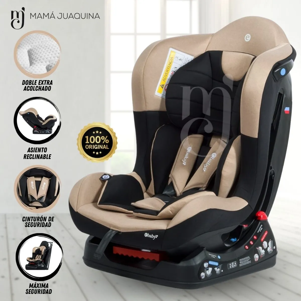 EBABY - Silla de Auto Reclinable «MASI» Beige