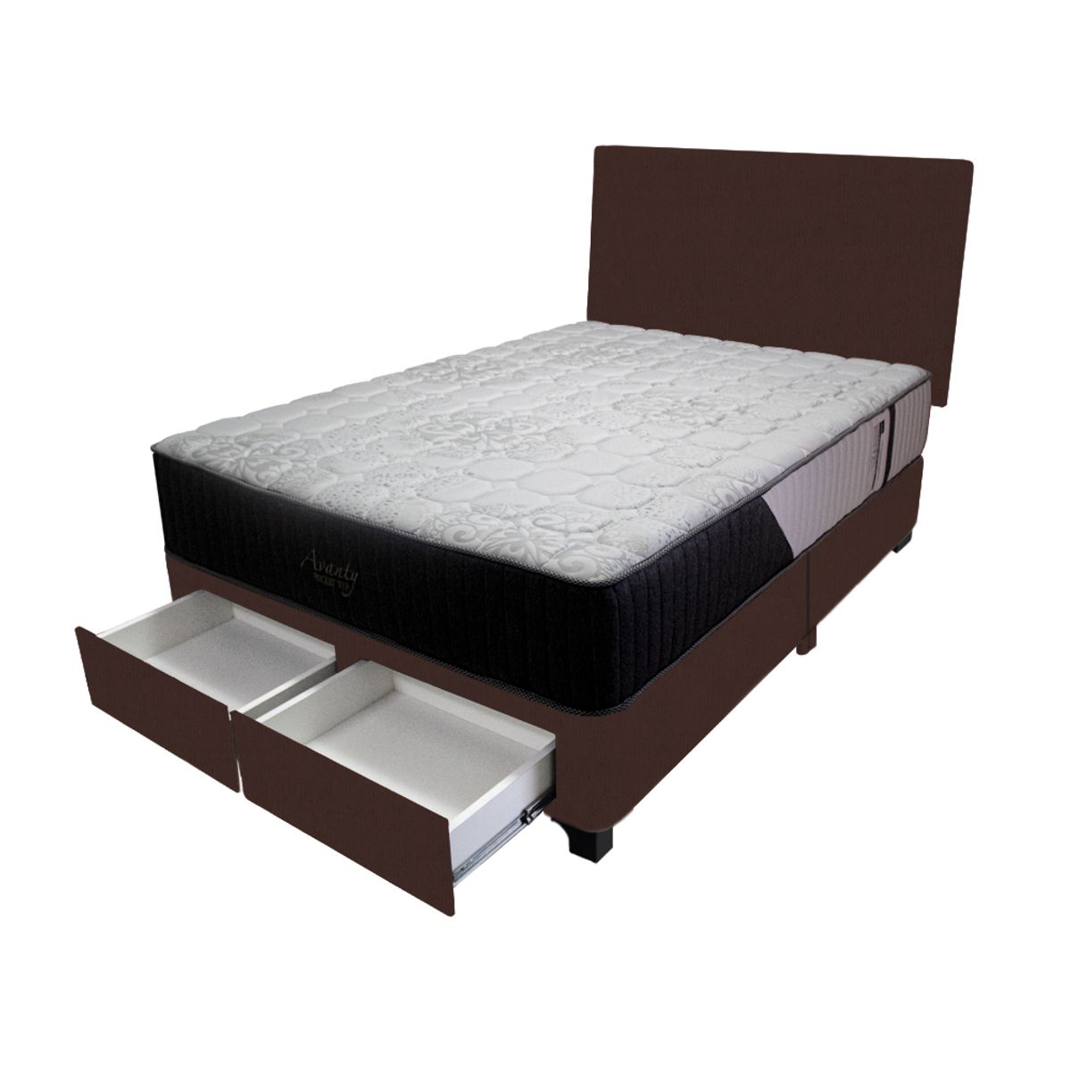 BARAKA HOME - Dormitorio Pocket Vip + 2 Cajones 2 Plz + Cabecera - Chocolate