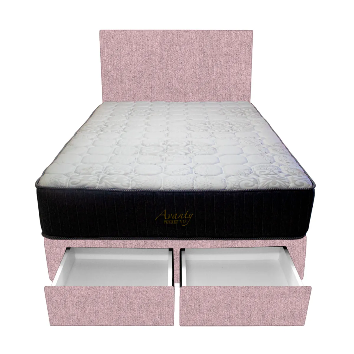 BARAKA HOME - Dormitorio Pocket Vip + 2 Cajones 2 Plz + Cabecera - Rosado