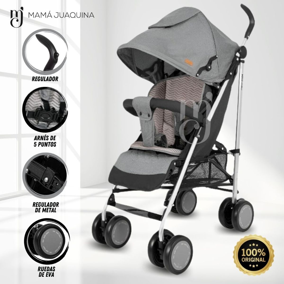 BABY - Coche Bastón Deportivo «MORGAN» Edición Limitada Gray