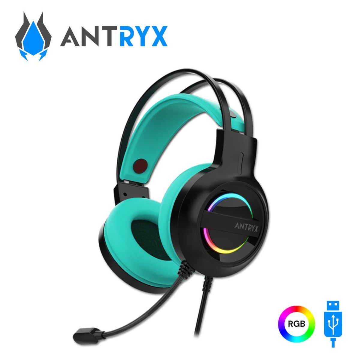 ANTRYX - Audifono Gamer Antryx IRIS K On-Ear con Microfono USB Turquesa