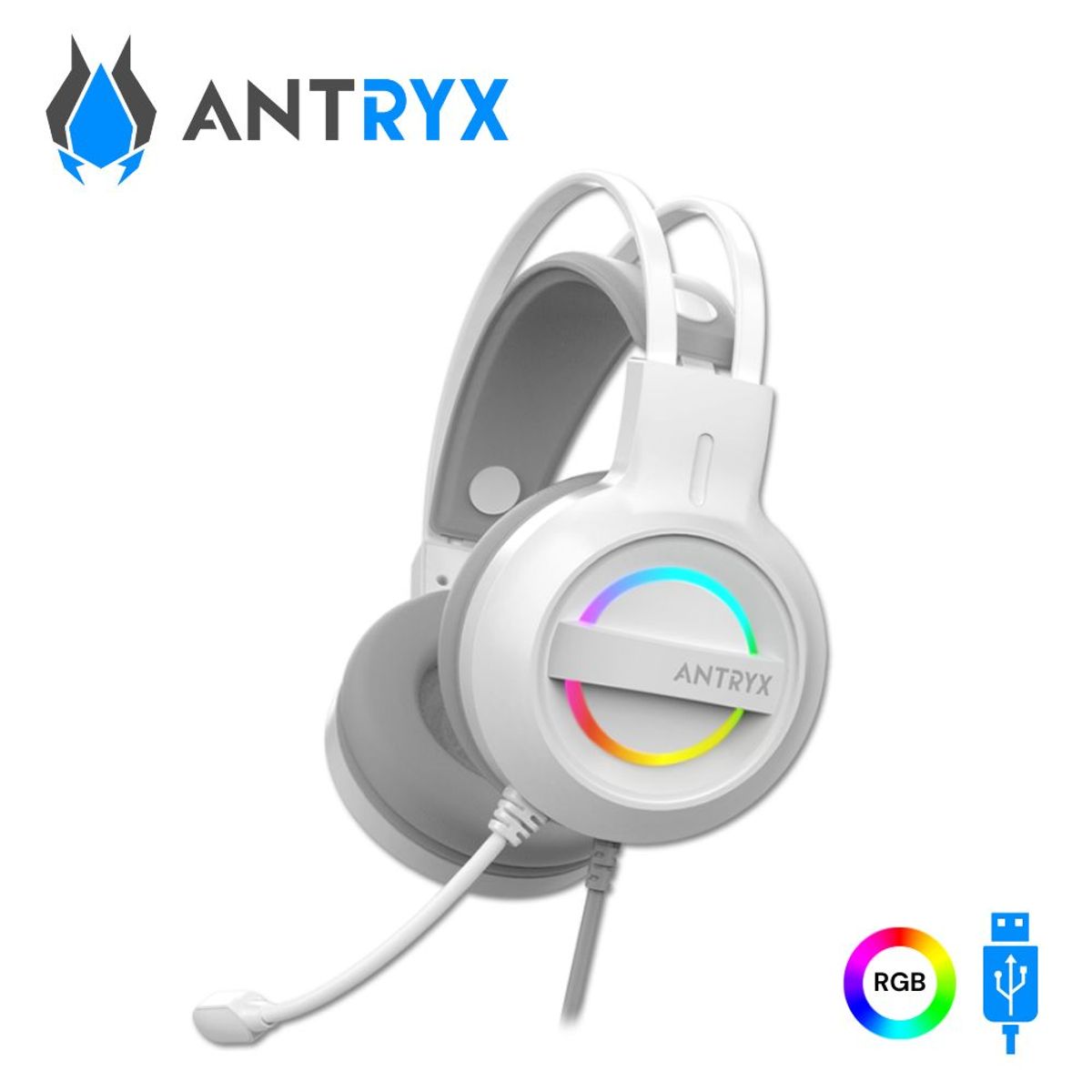 ANTRYX - Audifono Gamer Antryx IRIS W On-Ear con Microfono USB Gris