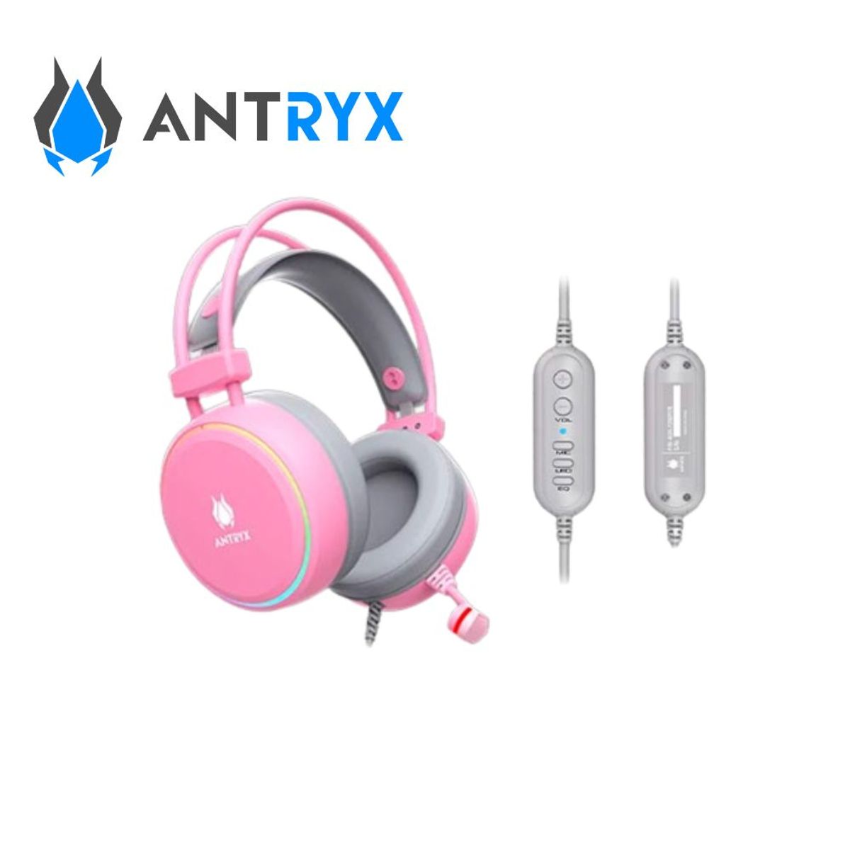 ANTRYX - Audífono Gamer Antryx Kirby On-Ear con Microf. USB 7.1 Rosa