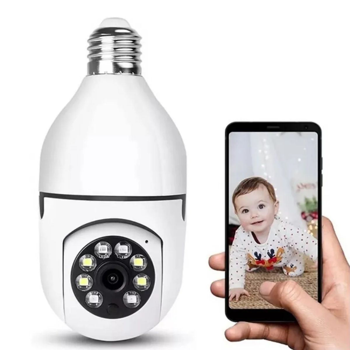 GENERICO - Foco Espía Cámara de Seguridad Inteligente Visión Nocturna y Altavoz