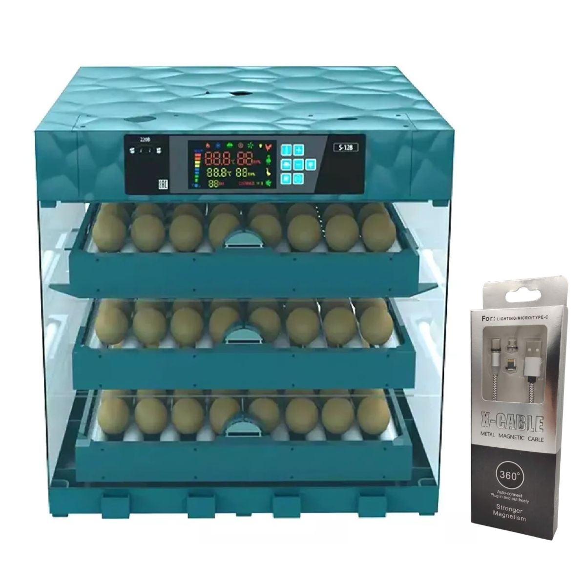 GENERICO - INCUBADORA AUTOMATICA DE 192 HUEVOS 220V - 12v