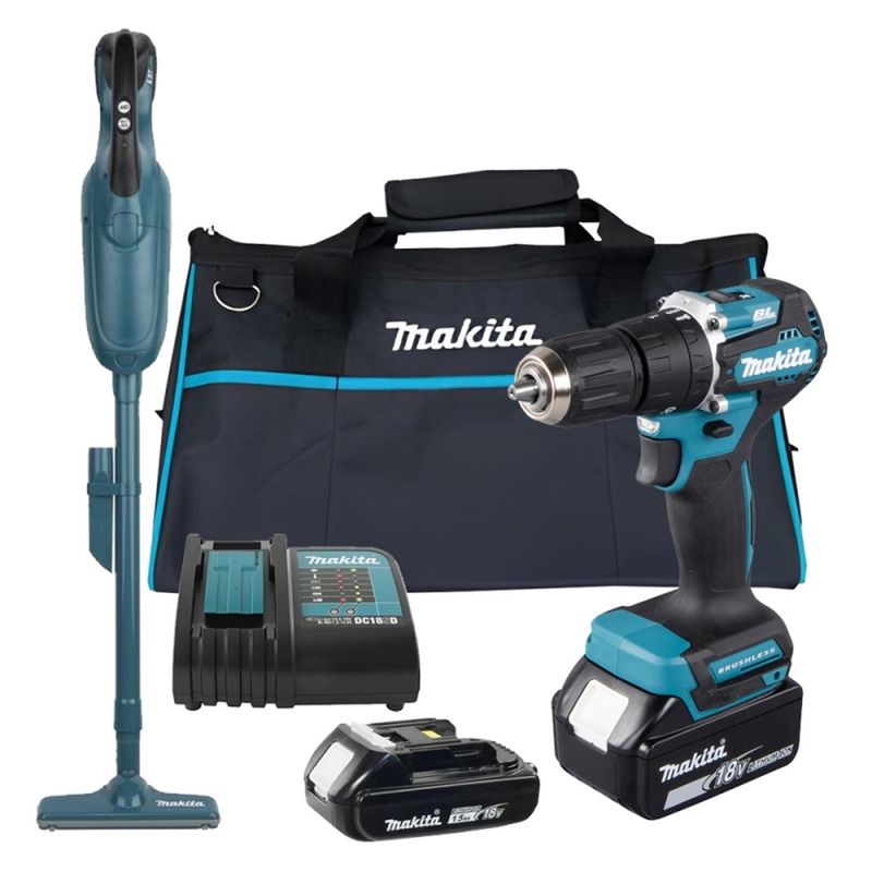 MAKITA - Taladro Percutor DHP487SYX2 + Aspiradora DCL182Z Makita