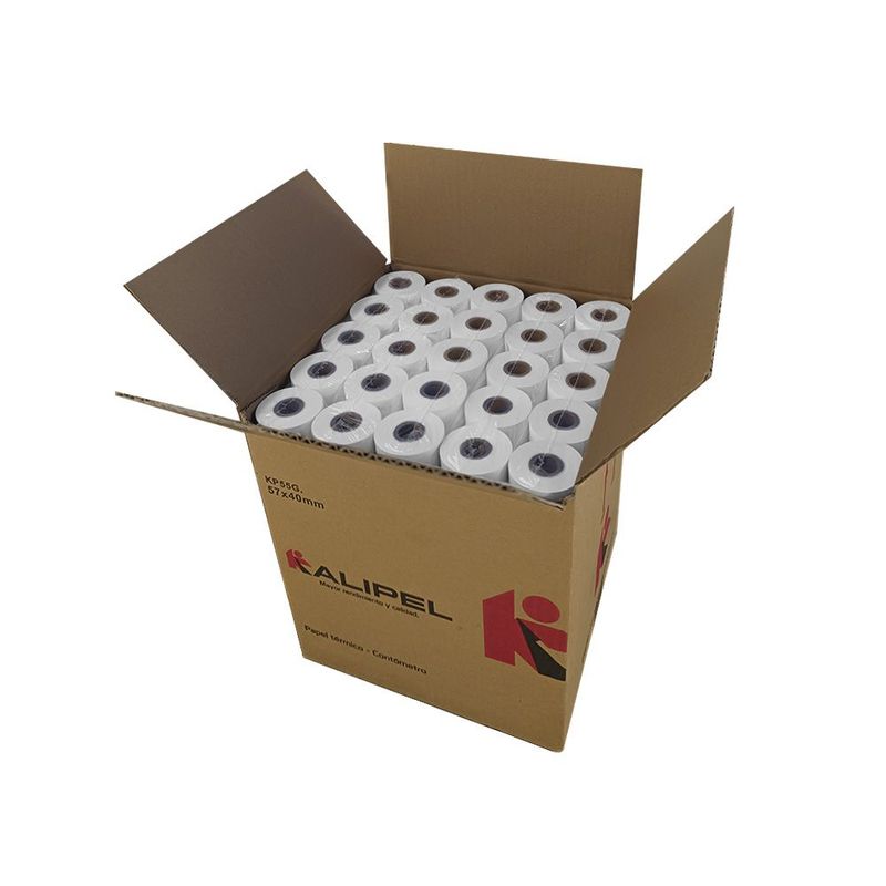 KALIPEL - Papel Termico 100 Rollos 57x40mm 55gr Contometro KALIPEL