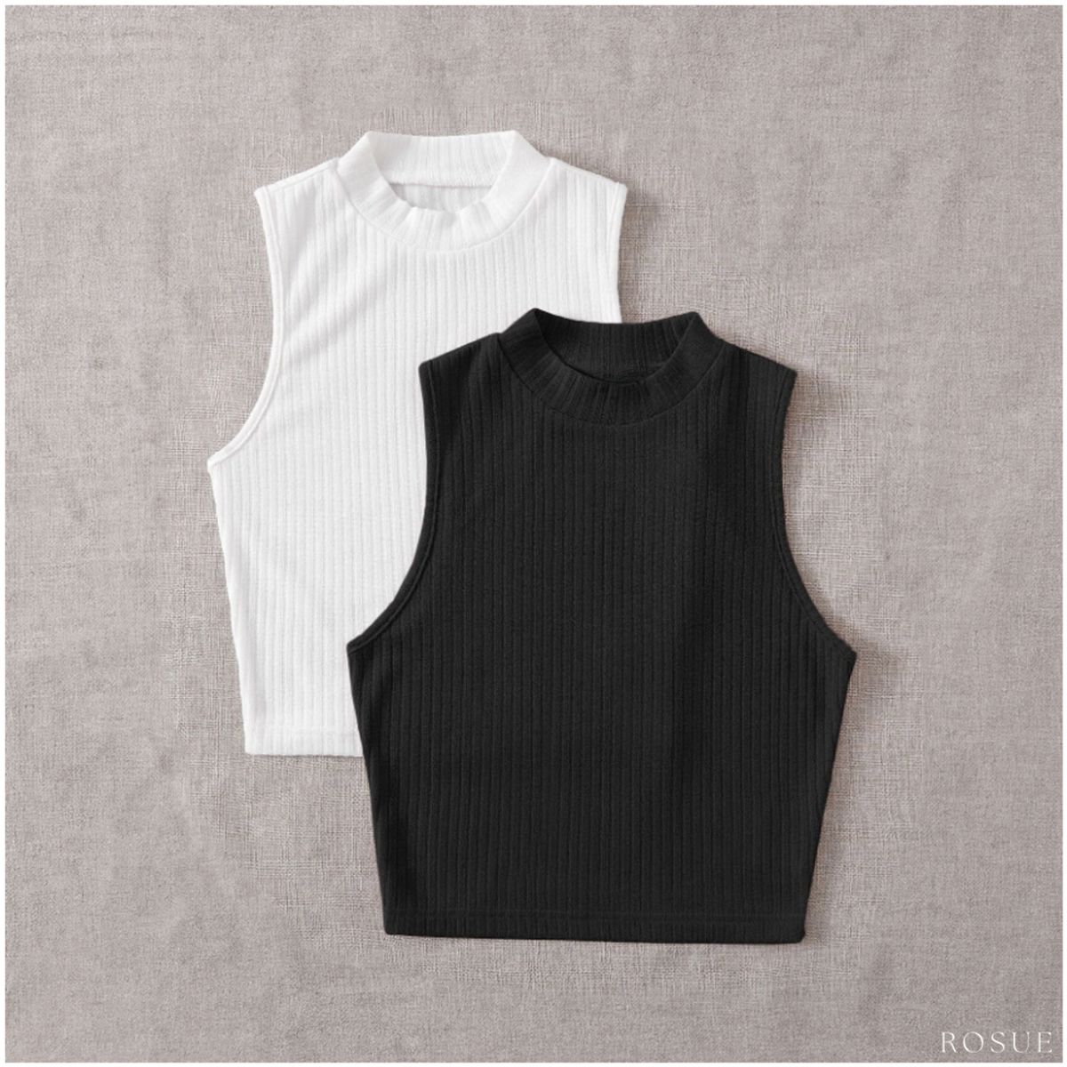 ROSUE - Polos básicos Top RIB Americano Pack x2