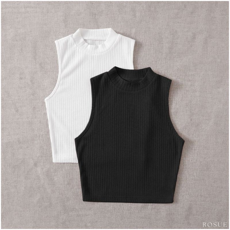 ROSUE - Polos básicos Top RIB Americano Pack x2