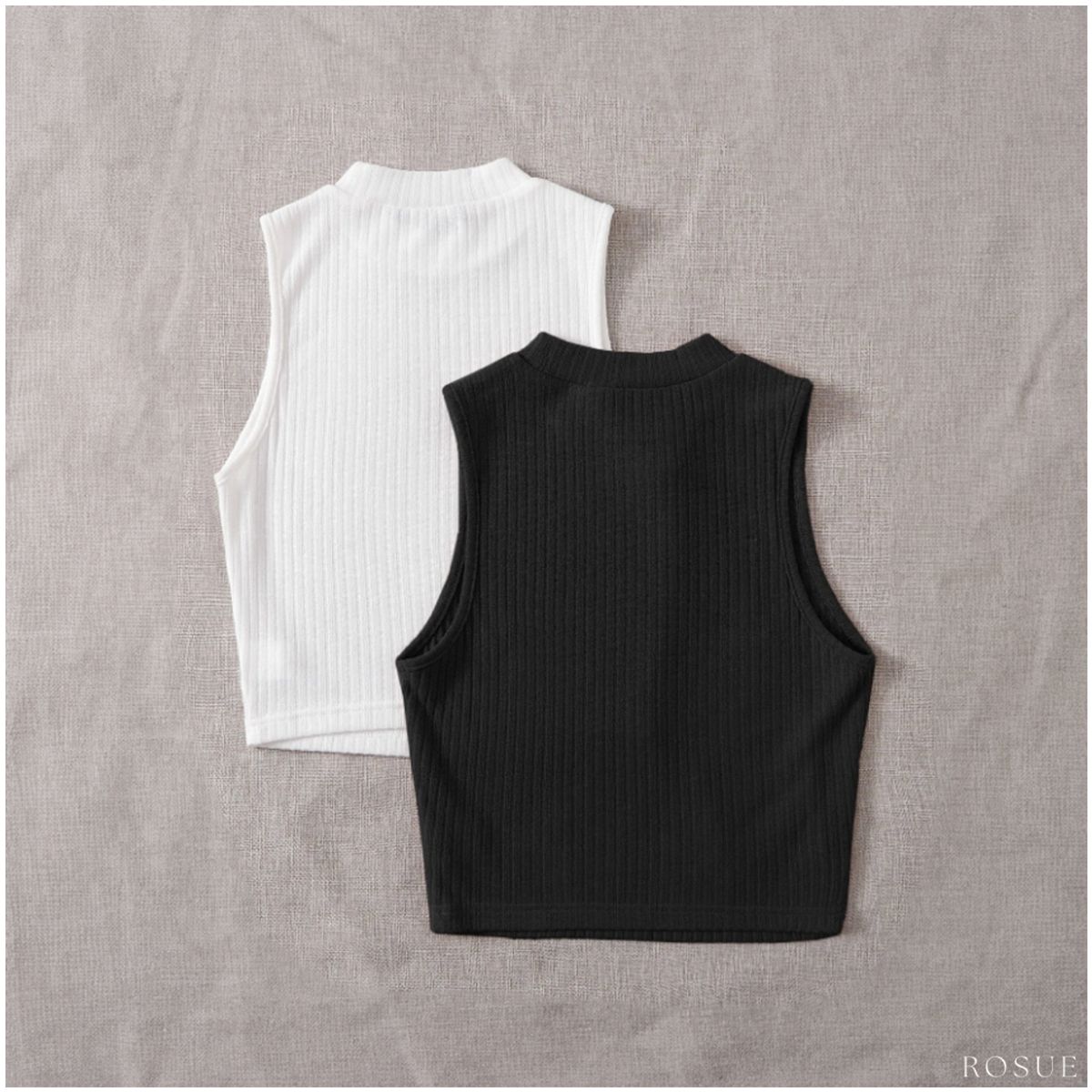 ROSUE - Polos básicos Top RIB Americano Pack x2