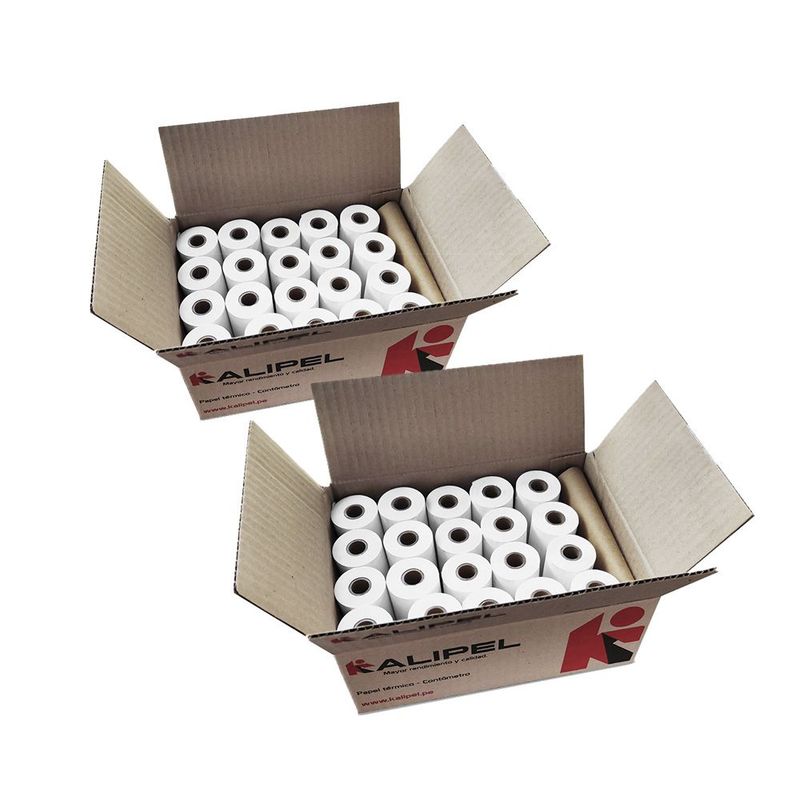 KALIPEL - Papel Termico 50 Rollos 57x40mm 55gr Contometro KALIPEL