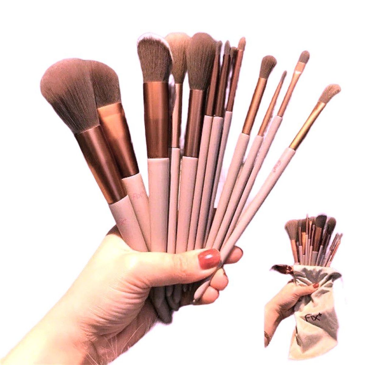 GENERICO - Juego de Brochas 13 Piezas Maquillaje + Estuche Regalo Día de la Madre