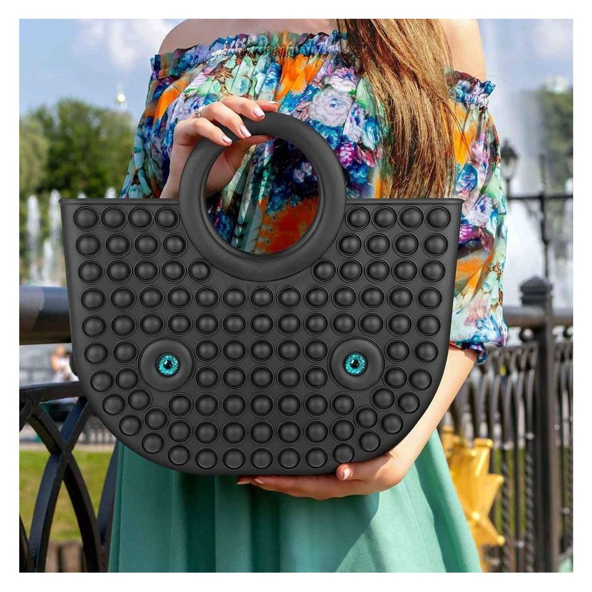 OEM - Cartera Pop It  NEGRO Sensorial Burbujas Antiestrés_.